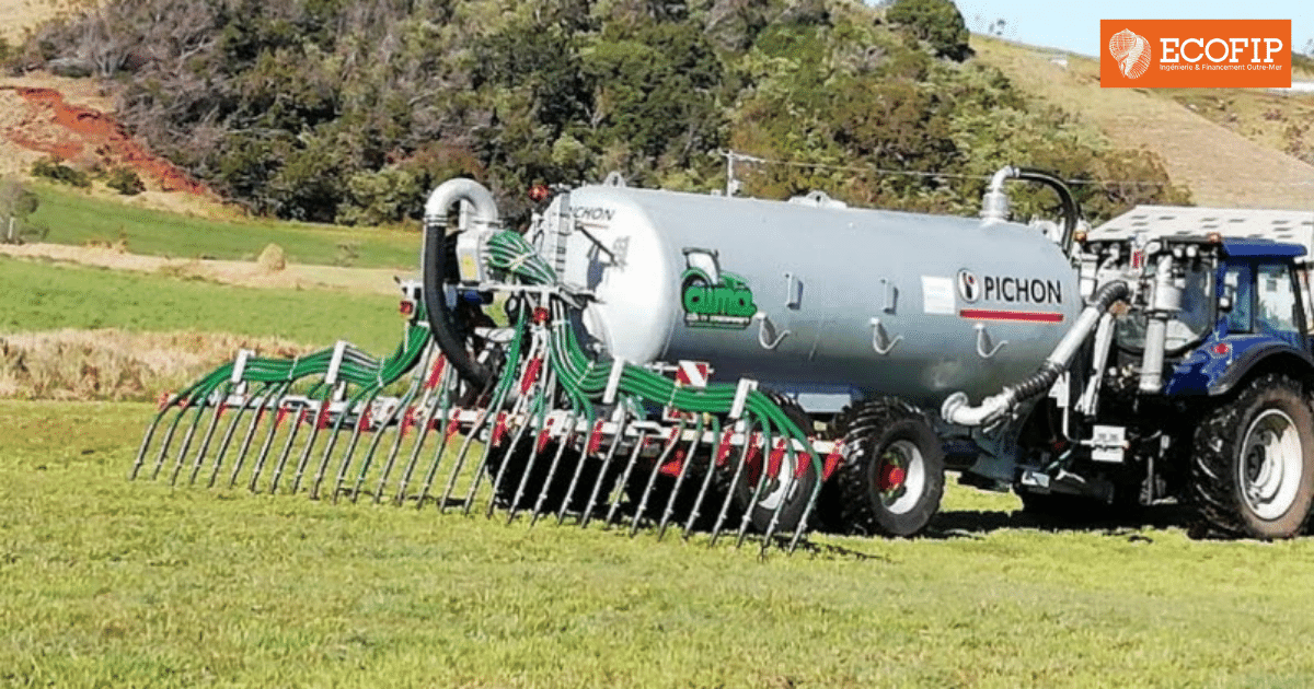 Démonstration d'une tonne à lisier équipée d'une rampe à pendillards - ECOFIP Réunion